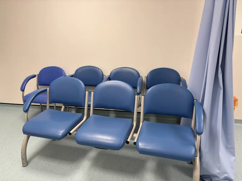 Blue Padded Waiting Room Seating Bench – 6 Seats
