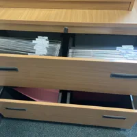 Wooden Filing Cabinet with Labelled File Dividers - 2 Drawer