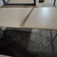 Table with Light Wood Top and Metal Frame