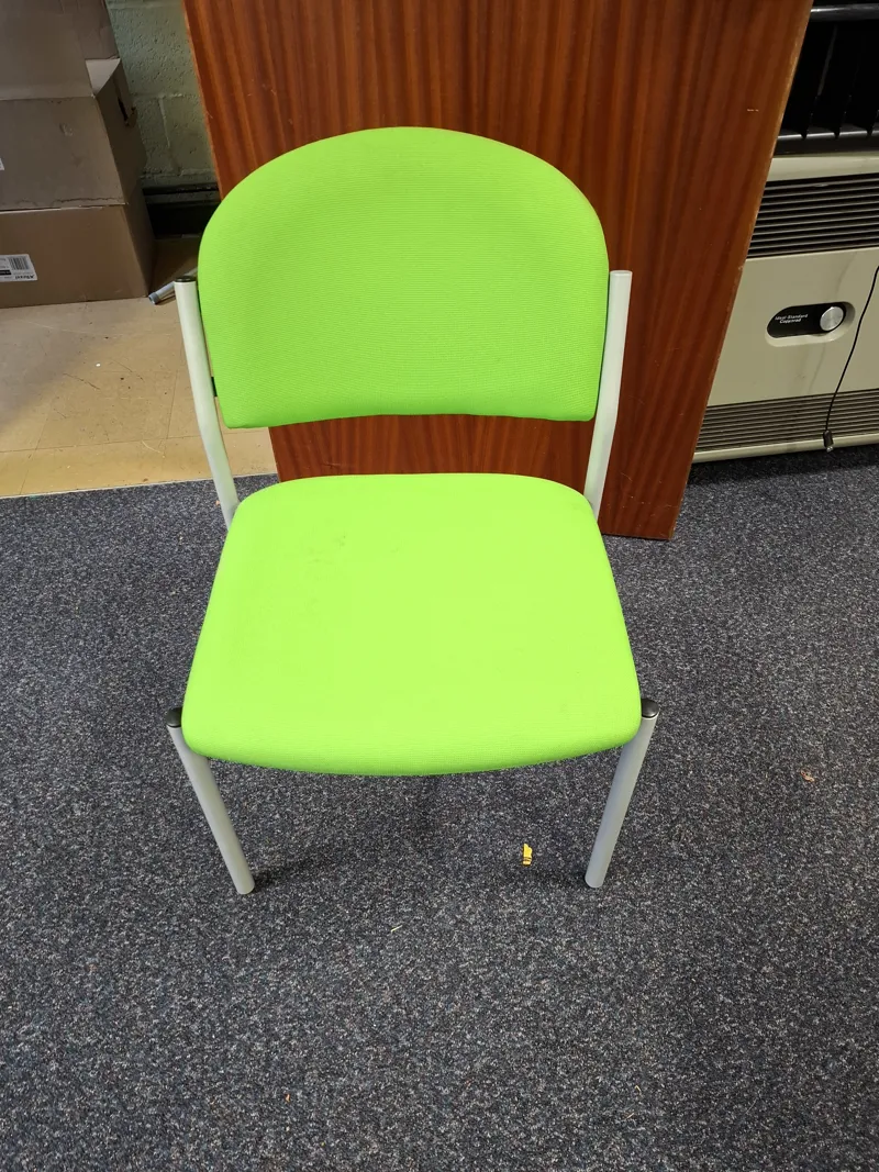 Lime Green Stacking Chairs with White Frame – Qty 1