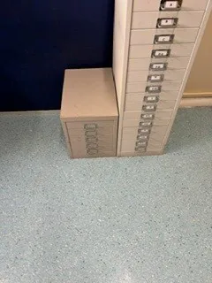 Small metal filing cabinet