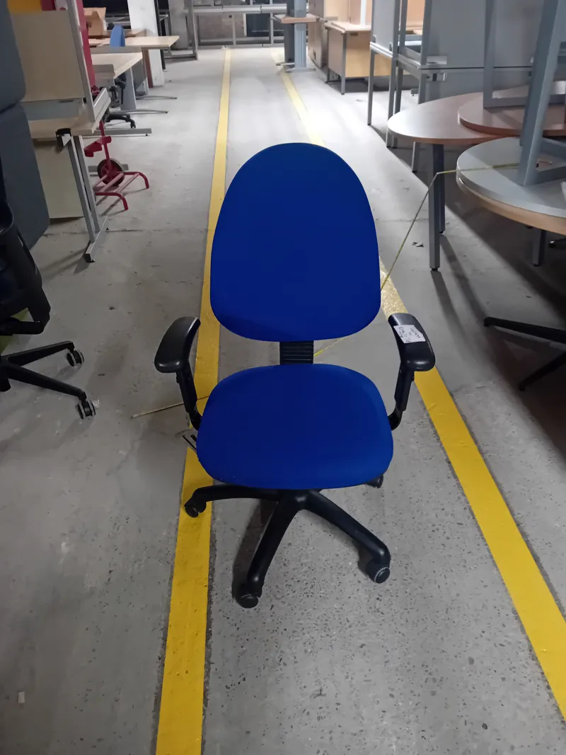 Blue Operator Office Chair with Black Base and Arms