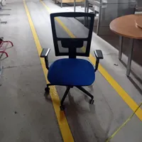 Office Task Chair with Blue Seat and Black Mesh Back