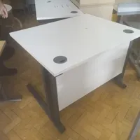 White Desk with Cable Management - Adjustable Height