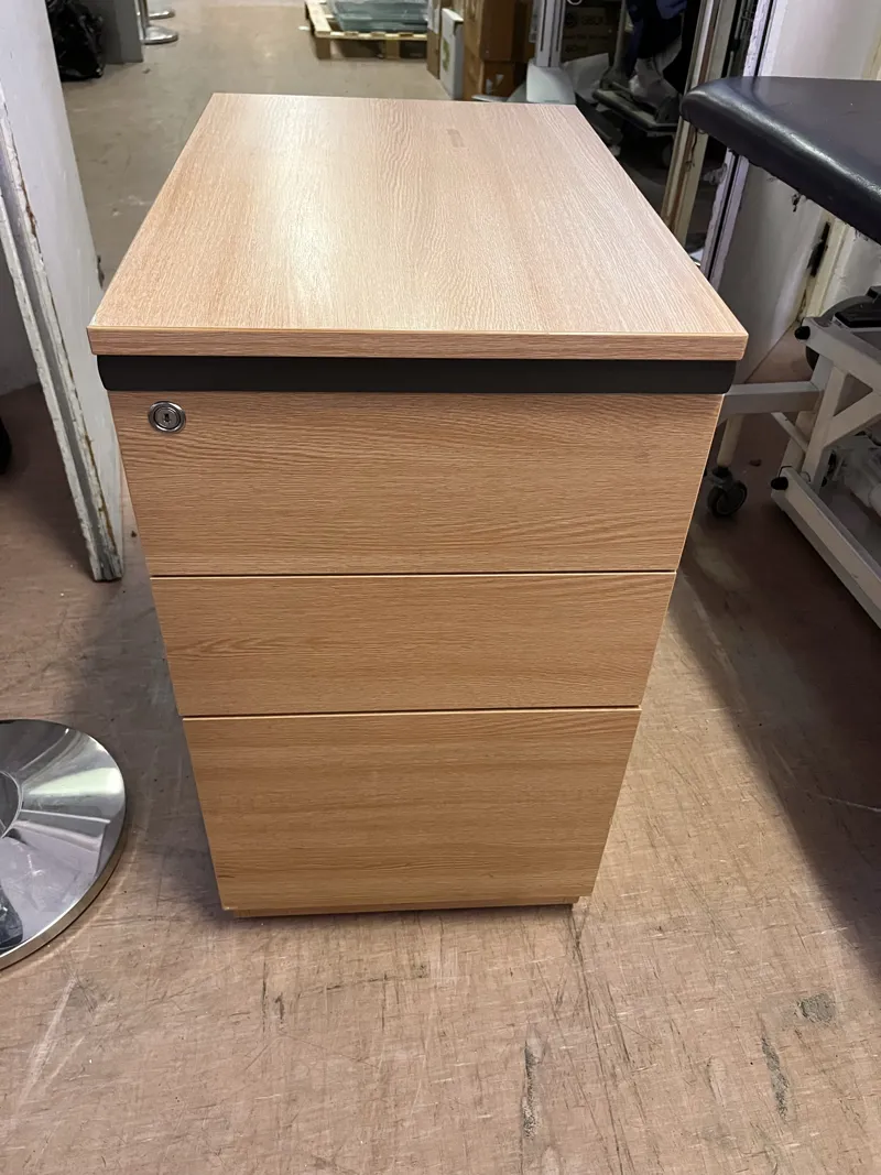 Oak Effect 3-Drawer Mobile Pedestal