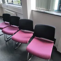 Set of 4 Cantilever Conference/Meeting Chairs with Pink Seats