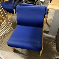 Blue Fabric Stacking Chair with Wooden Frame