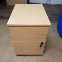 Wooden Storage Pedestal with 3 Drawers - Light Oak Finish