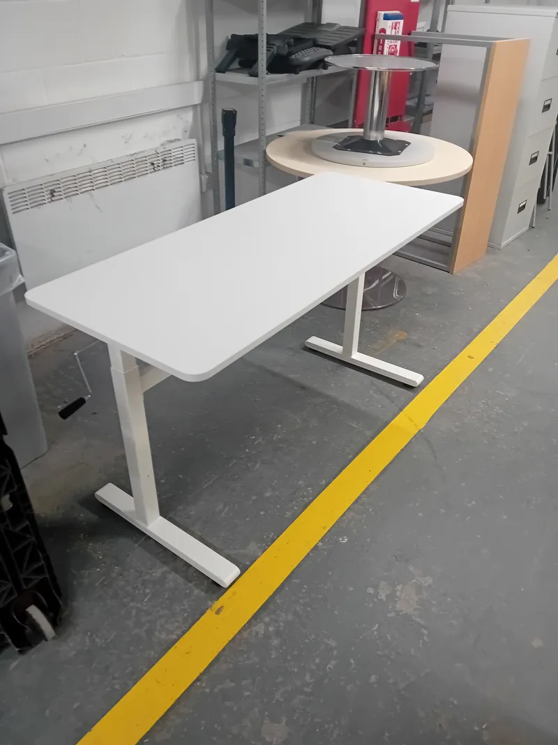 White Height-Adjustable Meeting/Activity Table with Steel Base