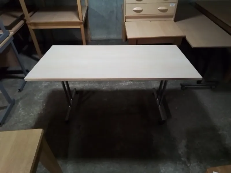 Rectangular Folding Table with light wood colour Top and Metal Frame