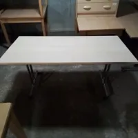 Rectangular Folding Table with light wood colour Top and Metal Frame