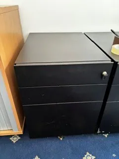 Black Metal Storage Cabinet with 3 Drawers