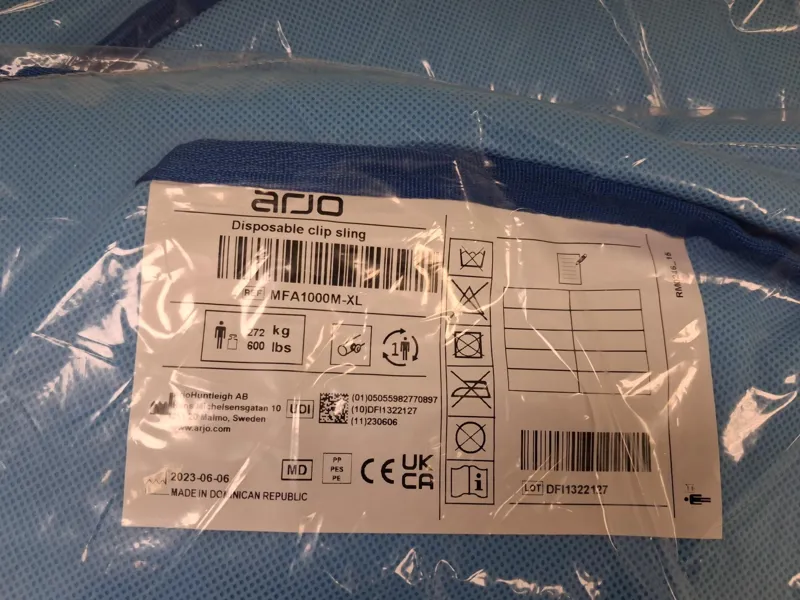 ARJO Disposable Clip Sling XL - Medical Patient Handling (XL, 272kg/600lbs)