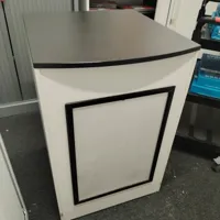 White Office Storage Cupboard with Black Top and Door