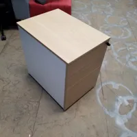 Light Wood Two-Drawer Storage Cabinet with Castors