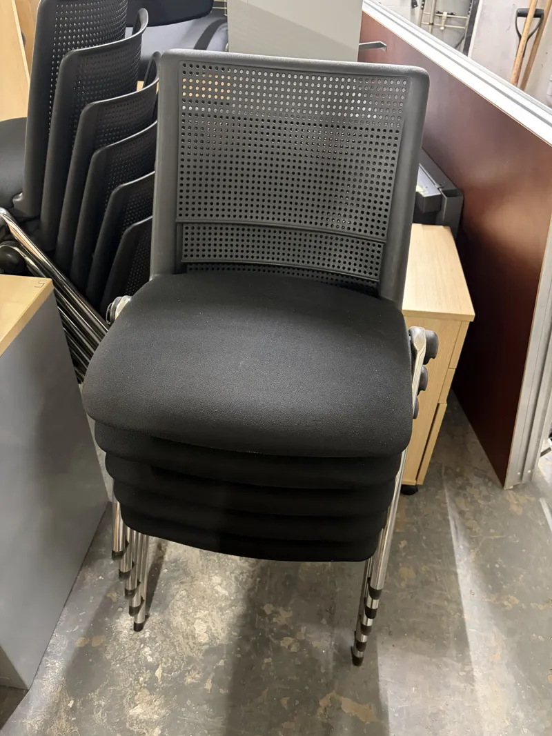 Stackable Office Chairs with Perforated Mesh Backs - Black