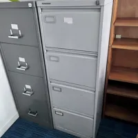 Lateral Filing Cabinet, 4-Drawer, Grey, Light-Duty