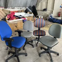 Mixed Office Chairs - 4x Task Chairs (Blue, Grey, Striped)