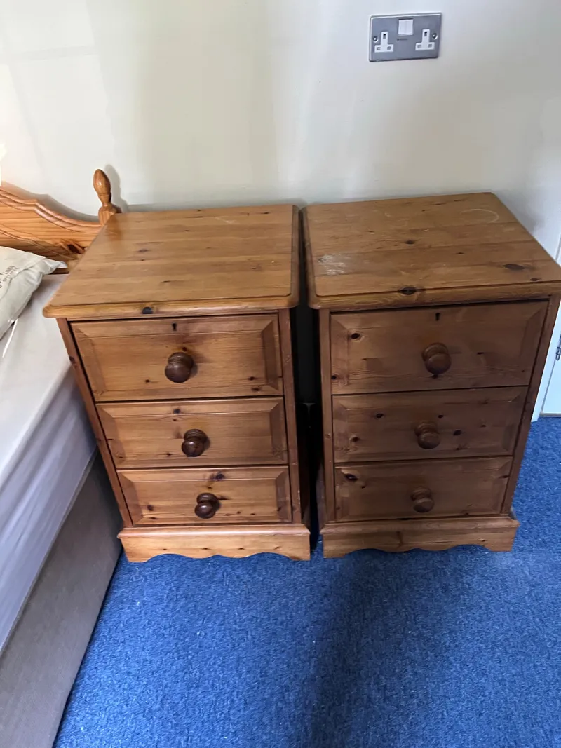 3 drawer bedside pedestals pine