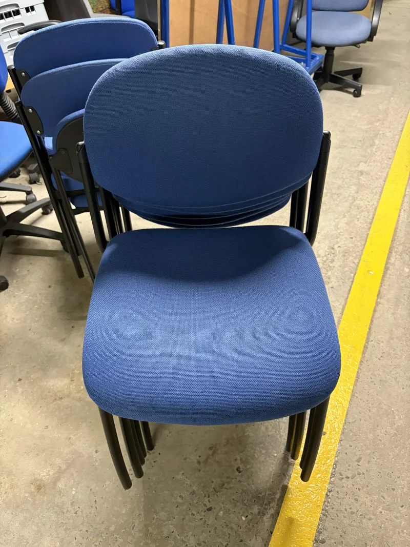 Stacking Chairs – Blue Fabric, Black Frame (Multiple Units)