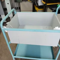 Mobile Storage Trolley with White & Teal Frame - 2-Tier