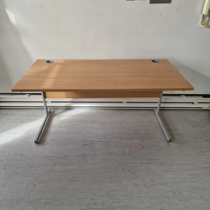 Beech Cantilever Desk with Metal Frame
