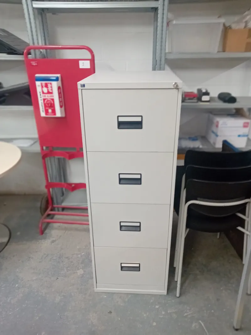 4-Drawer White Metal Filing Cabinet with keys