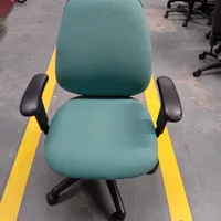 Teal Office Task Chair with Black Armrests and Wheels