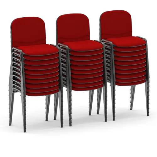 Stackable Banquet Chairs - Red Fabric, Grey Frame (Qty 30+)