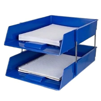 Blue Plastic Desktop Letter Trays - Stacking Set