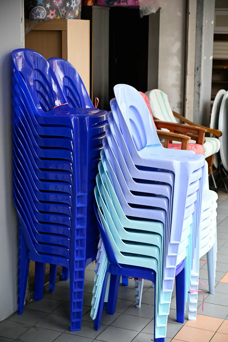 Stacking Chairs - Blue & White Plastic, Bulk Lot