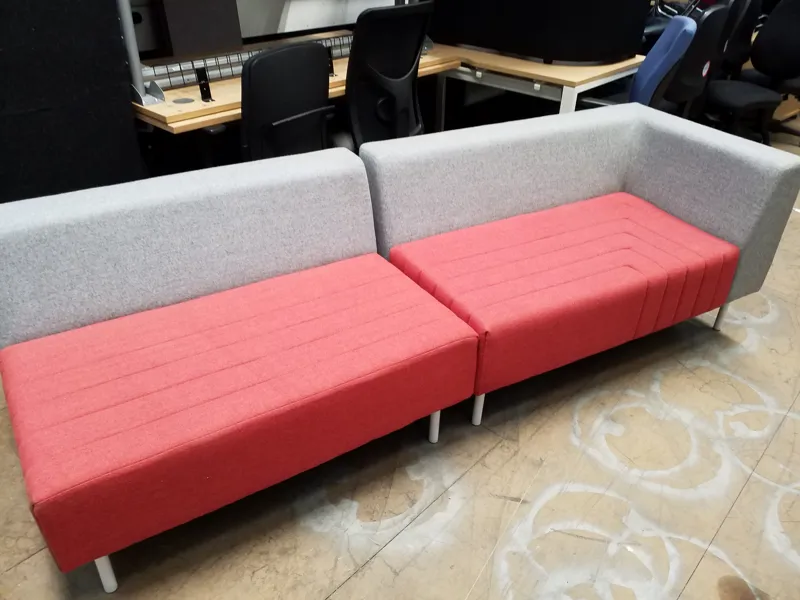 Modular Reception Sofa – Grey & Red Seating Set