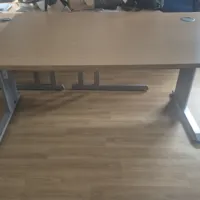 Light Oak Veneer Meeting/Dining Table with Metal Base